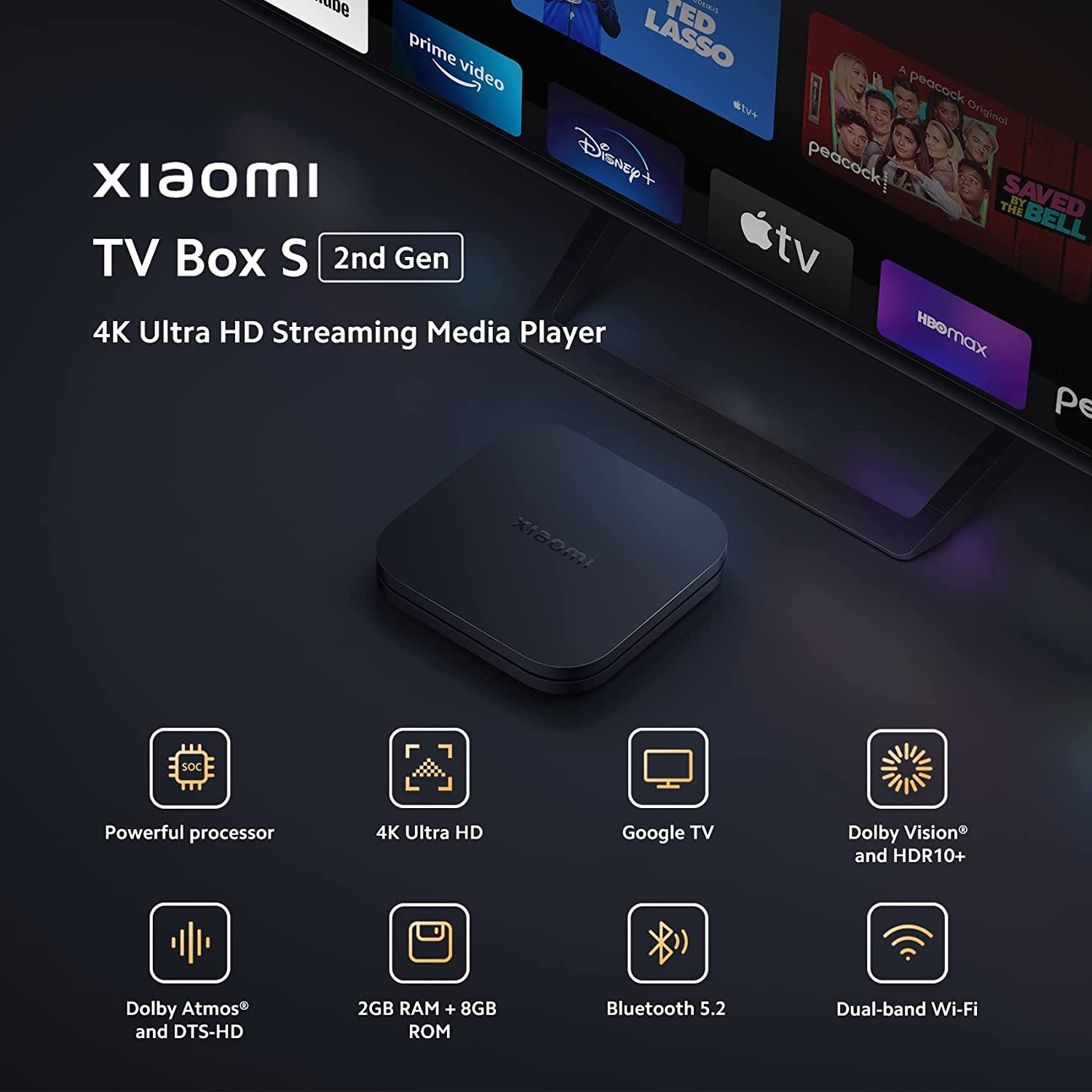 Xiaomi TV Box S (2nd Gen) - Android Box TV 4K Ultra HD - Dolby Atmos®  Streaming Media Player