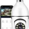 1080P Wireless WiFi Light Bulb Camera 360 Degree Bulb Security Camera Outdoor Home Surveillance Cameras System with Human Motion Detection and Alarm, Two-Way Audio, Full Color Day and Night