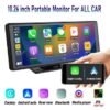 1026CP 10.26” Car Mirror Monitor Carplay Android Auto Wireless Connection Multimedia Video Player GPS Navigation Dashboard