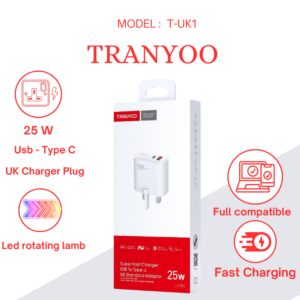 TRANYOO Original 25Watt Super Fast Charger Kit Dual USB Type A & Type C For Samsung iPhone Honor Realme Huawei